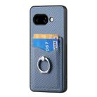 For Google Pixel 9a Carbon Fiber Card Wallet Ring Phone Case(Blue) - 2
