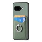 For Google Pixel 9a Carbon Fiber Card Wallet Ring Phone Case(Green) - 2