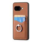 For Google Pixel 9a Carbon Fiber Card Wallet Ring Phone Case(Brown) - 2