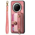 For Huawei Mate 70 Retro Cross Wristband Wallet Leather Back Phone Case(Pink) - 2