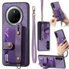 For Huawei Mate 70 Retro Cross Wristband Wallet Leather Back Phone Case(Purple) - 1