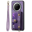 For Huawei Mate 70 Retro Cross Wristband Wallet Leather Back Phone Case(Purple) - 2