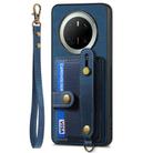 For Huawei Mate 70 Retro Cross Wristband Wallet Leather Back Phone Case(Blue) - 2