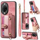For Huawei nova 14 Retro Cross Wristband Wallet Leather Back Phone Case(Pink) - 1