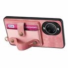 For Huawei nova 14 Retro Cross Wristband Wallet Leather Back Phone Case(Pink) - 3