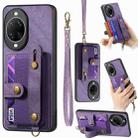 For Huawei nova 14 Ultra Retro Cross Wristband Wallet Leather Back Phone Case(Purple) - 1
