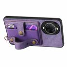 For Huawei nova 14 Ultra Retro Cross Wristband Wallet Leather Back Phone Case(Purple) - 3