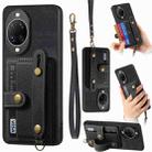 For Huawei nova 14 Ultra Retro Cross Wristband Wallet Leather Back Phone Case(Black) - 1
