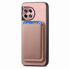 For OnePlus Ace 5 / 5 Pro Retro Magsafe Card Bag PU Back Cover Phone Case(Pink) - 2