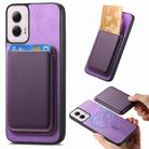For Motorola Moto G Power 2024 5G Retro Magsafe Card Bag PU Back Cover Phone Case(Purple) - 1