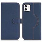 For iPhone 11 Genuine Leather Card Wallet MagSafe Phone Case(Litchi Dark Blue) - 1