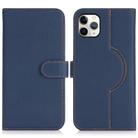 For iPhone 11 Pro Max Genuine Leather Card Wallet MagSafe Phone Case(Litchi Dark Blue) - 1