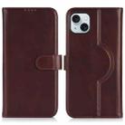 For iPhone 15 Genuine Leather Card Wallet MagSafe Phone Case(Dark Brown) - 1
