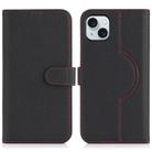 For iPhone 15 Genuine Leather Card Wallet MagSafe Phone Case(Litchi Black) - 1
