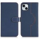 For iPhone 15 Genuine Leather Card Wallet MagSafe Phone Case(Litchi Dark Blue) - 1