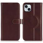 For iPhone 15 Plus / 14 Plus Genuine Leather Card Wallet MagSafe Phone Case(Dark Brown) - 1