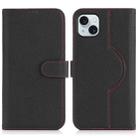 For iPhone 15 Plus / 14 Plus Genuine Leather Card Wallet MagSafe Phone Case(Litchi Black) - 1
