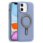 For iPhone 11 Silver Shield MagSafe Holder Shockproof Phone Case(Blue) - 1