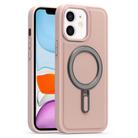 For iPhone 11 Silver Shield MagSafe Holder Shockproof Phone Case(Pink) - 1