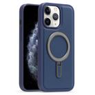 For iPhone 11 Pro Max Silver Shield MagSafe Holder Shockproof Phone Case(Deep Blue) - 1