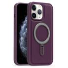 For iPhone 11 Pro Max Silver Shield MagSafe Holder Shockproof Phone Case(Purple) - 1