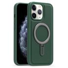 For iPhone 11 Pro Max Silver Shield MagSafe Holder Shockproof Phone Case(Green) - 1