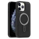 For iPhone 11 Pro Max Silver Shield MagSafe Holder Shockproof Phone Case(Black) - 1