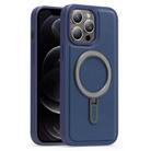 For iPhone 12 Pro Silver Shield MagSafe Holder Shockproof Phone Case(Deep Blue) - 1