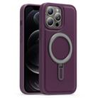 For iPhone 12 Pro Silver Shield MagSafe Holder Shockproof Phone Case(Purple) - 1