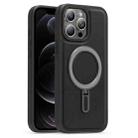 For iPhone 12 Pro Silver Shield MagSafe Holder Shockproof Phone Case(Black) - 1