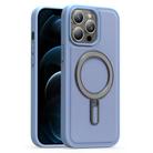 For iPhone 12 Pro Max Silver Shield MagSafe Holder Shockproof Phone Case(Blue) - 1