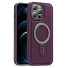 For iPhone 12 Pro Max Silver Shield MagSafe Holder Shockproof Phone Case(Purple) - 1