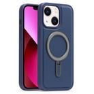 For iPhone 13 Silver Shield MagSafe Holder Shockproof Phone Case(Deep Blue) - 1