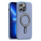 For iPhone 13 Pro Silver Shield MagSafe Holder Shockproof Phone Case(Blue) - 1