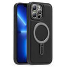 For iPhone 13 Pro Silver Shield MagSafe Holder Shockproof Phone Case(Black) - 1