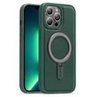For iPhone 13 Pro Max Silver Shield MagSafe Holder Shockproof Phone Case(Green) - 1