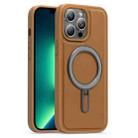 For iPhone 13 Pro Max Silver Shield MagSafe Holder Shockproof Phone Case(Brown) - 1