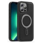 For iPhone 13 Pro Max Silver Shield MagSafe Holder Shockproof Phone Case(Black) - 1