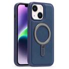 For iPhone 14 Silver Shield MagSafe Holder Shockproof Phone Case(Deep Blue) - 1