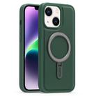 For iPhone 14 Silver Shield MagSafe Holder Shockproof Phone Case(Green) - 1