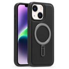 For iPhone 14 Silver Shield MagSafe Holder Shockproof Phone Case(Black) - 1