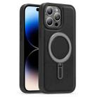 For iPhone 14 Pro Silver Shield MagSafe Holder Shockproof Phone Case(Black) - 1