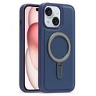 For iPhone 15 Plus Silver Shield MagSafe Holder Shockproof Phone Case(Deep Blue) - 1