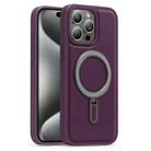For iPhone 15 Pro Silver Shield MagSafe Holder Shockproof Phone Case(Purple) - 1