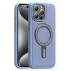For iPhone 15 Pro Max Silver Shield MagSafe Holder Shockproof Phone Case(Blue) - 1