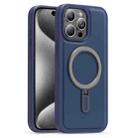 For iPhone 15 Pro Max Silver Shield MagSafe Holder Shockproof Phone Case(Deep Blue) - 1