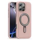 For iPhone 16 Pro Max Silver Shield MagSafe Holder Shockproof Phone Case(Pink) - 1