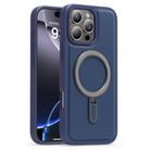 For iPhone 16 Pro Max Silver Shield MagSafe Holder Shockproof Phone Case(Deep Blue) - 1