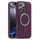 For iPhone 16 Pro Max Silver Shield MagSafe Holder Shockproof Phone Case(Purple) - 1