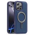 For iPhone 16 Pro Silver Shield MagSafe Holder Shockproof Phone Case(Deep Blue) - 1